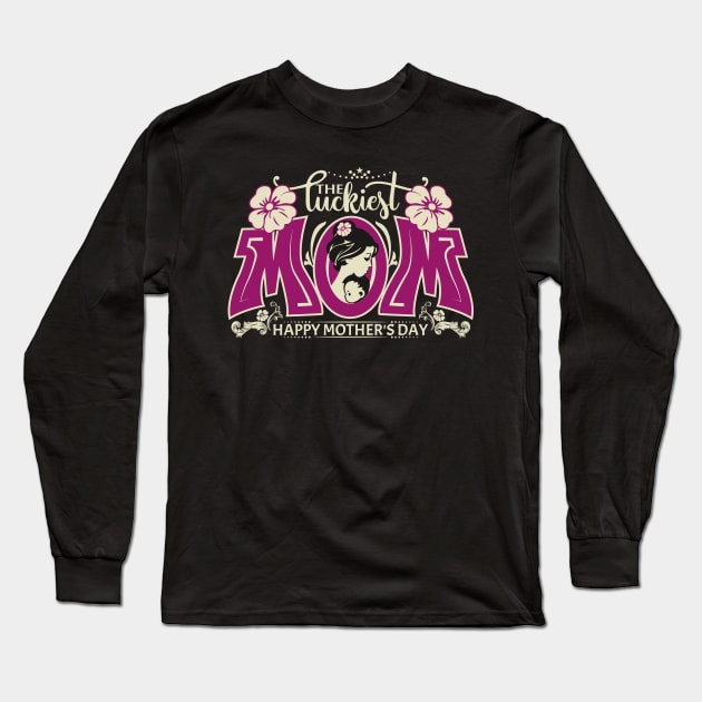 The Luckiest Mom-T Shirts | Mother's Day Gift Ideas Long Sleeve T-Shirt by GoodyBroCrafts